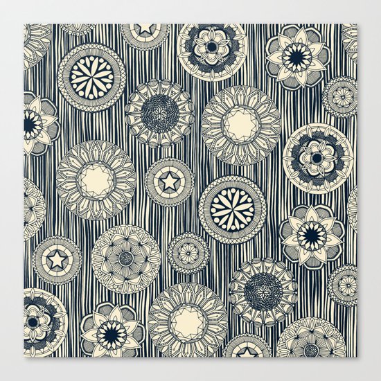 mandala cirque spot indigo cream Canvas Print