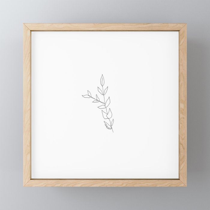 Linear Eucalyptus Minimal Drawing Framed Mini Art Print