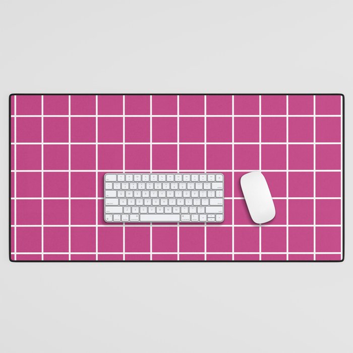 Cerise Grid Desk Mat