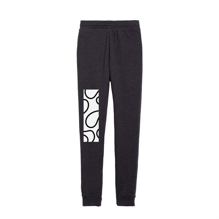 Black and White Minimal Curves Lines Abstract Artwork Kids Joggers