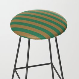 Christmas Green and Gold Straight Vertical Stripes  Bar Stool