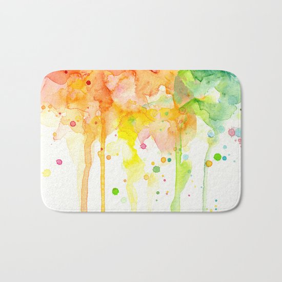 Rainbow Watercolor Pattern Texture Bath Mat