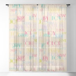 Enjoy The Colors - Colorful typography modern abstract pattern on creamy pastel color background Sheer Curtain