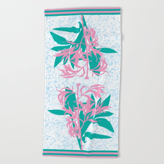 Leaves with branch Beach Towel