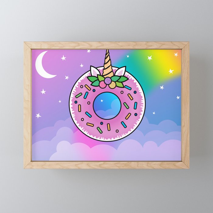 Rainbow Donut Framed Mini Art Print