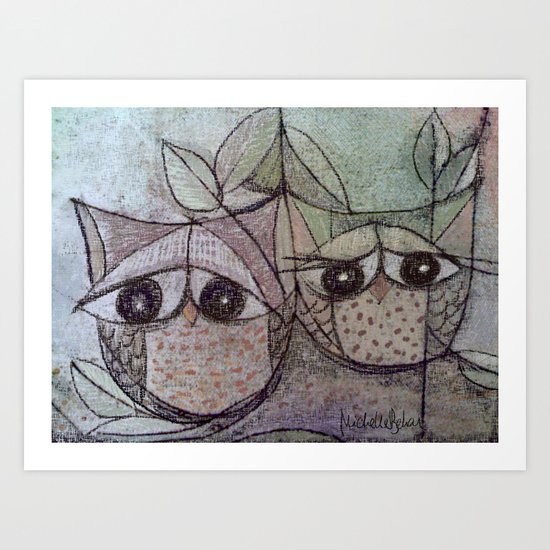 Owl couple Art Print