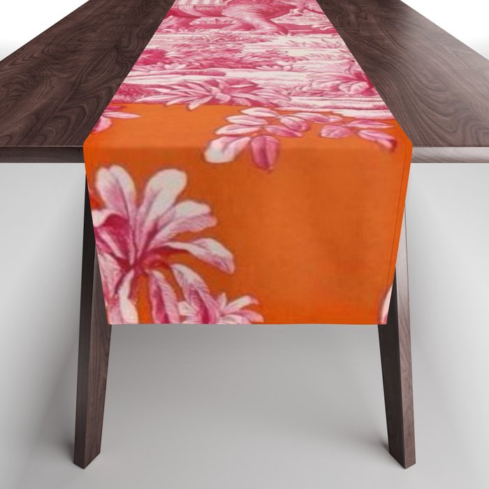 Toile de Jouy - pink and orange Table Runner