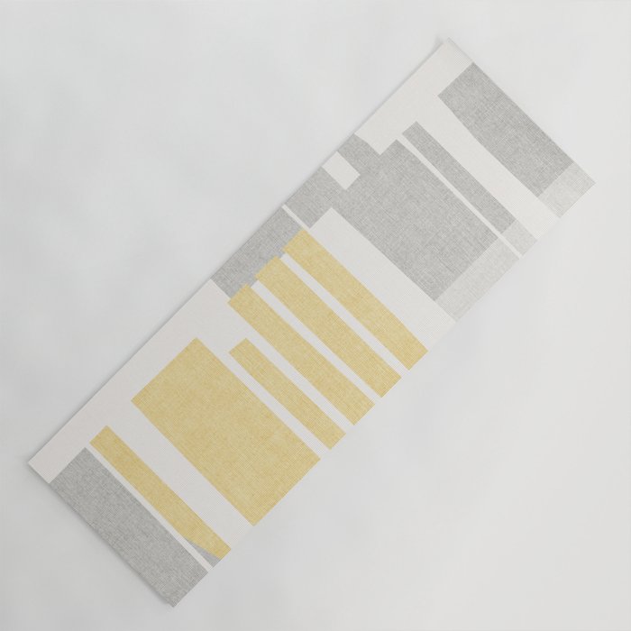 Abstract Textured Yellow and Grey Shreds Yoga Mat