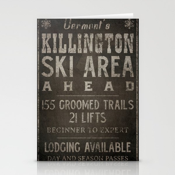 Killington Mountain Ski Area Sign Vermont Stationery Cards