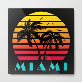 Miami 80s Tropical Sunset Metal Print