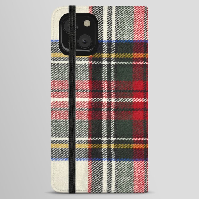 Scottish tartan pattern. Red and white wool plaid print as background. Symmetric square pattern. iPhone Wallet Case