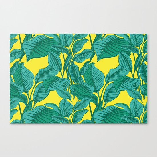 Exotic Tropical Palm Leaf Print - Lime Canvas Print