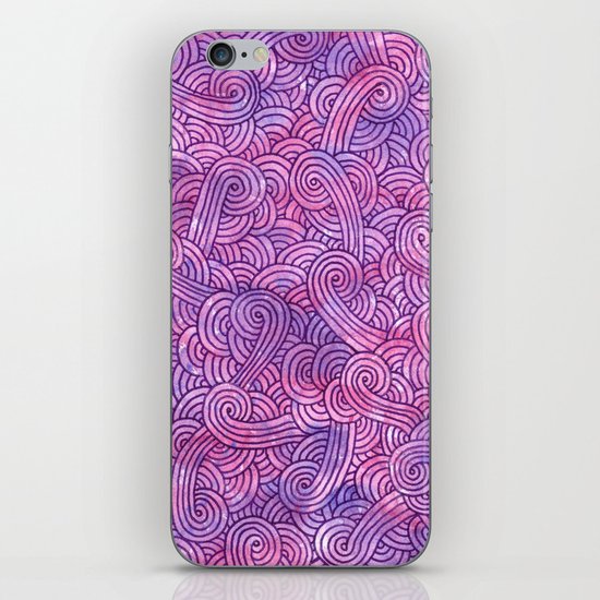 Neon pink and purple swirls doodles iPhone & iPod Skin