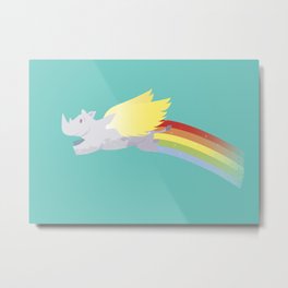 Flying Rhino Metal Print