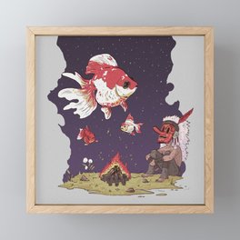 Campfire with Goldfish Framed Mini Art Print