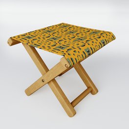 Ovals - Teal and Gold Folding Stool