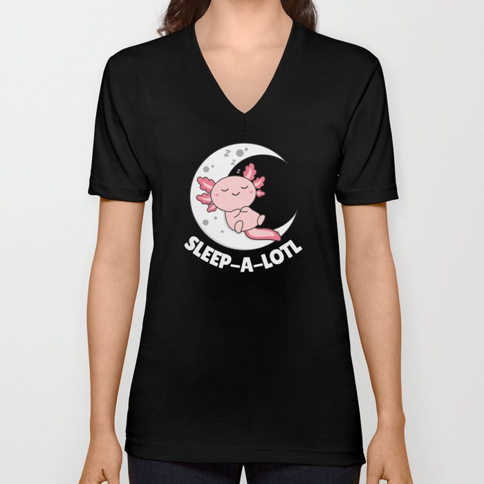 Sleep A Lotl Axolotl Lovers Cute Animals Relax V Neck T Shirt