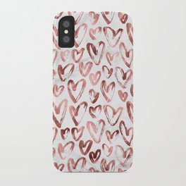 Rose Gold Love Hearts on Marble iPhone Case