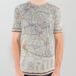 Highway Map of Arizona and New Mexico. - Vintage Illustrated Map-road map All Over Graphic Tee