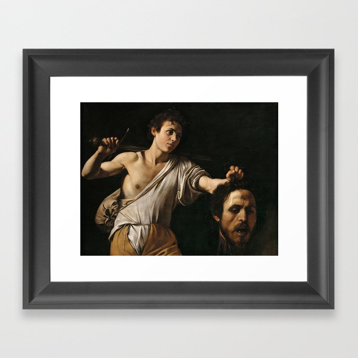 David with the head of Goliath by Caravaggio Framed Art Print