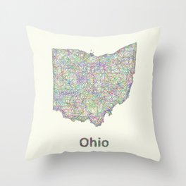 Ohio map Throw Pillow