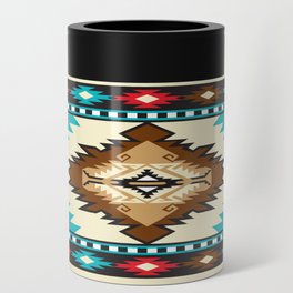 Onyx, Turquoise, Red Carnelian, Pearl, Jasper Tribal Native American Aztec Southwest Pattern Can Cooler