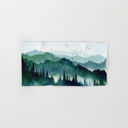 Watercolor Mountains - Handpainted Landscape Art Pine Trees Forest Wanderlust Hand & Bath Towel