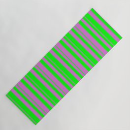 [ Thumbnail: Lime and Orchid Colored Lines/Stripes Pattern Yoga Mat ]