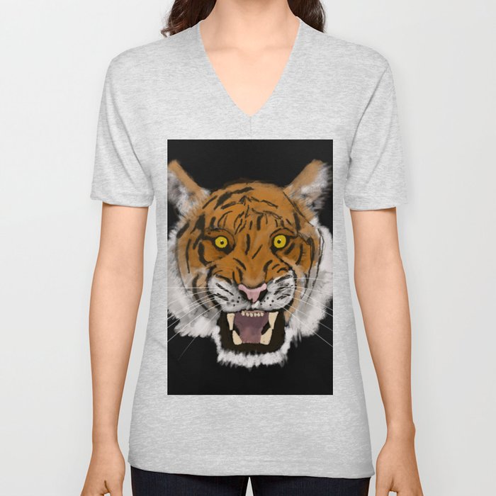 Wild Tiger V Neck T Shirt