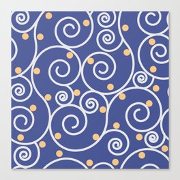 Curl lines art on Chinese Blue Canvas Print