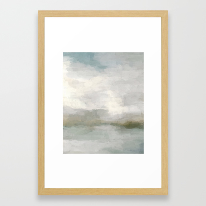 Modern Abstract Painting Light Teal Sage Green Gray Cloudy Weather Digital Prints Wall Art Ocean Framed Art Print By Rachelelise Society6