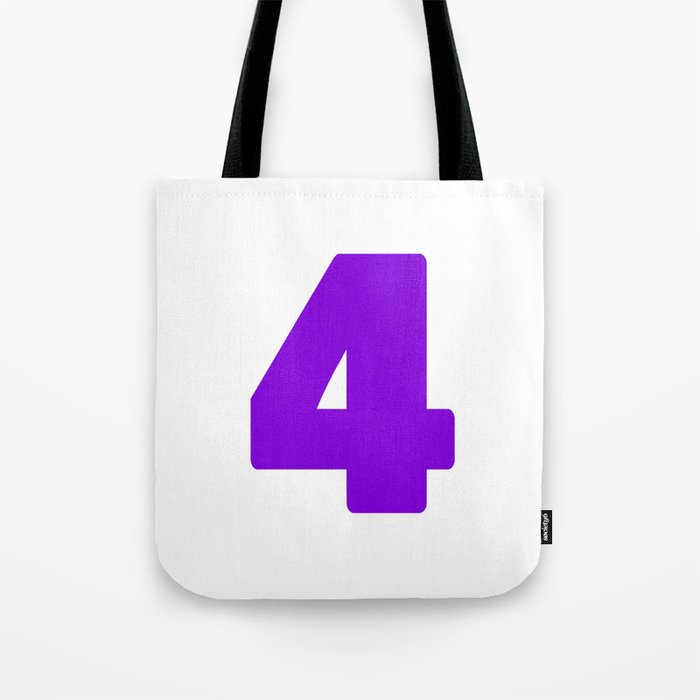 4 (Violet & White Number) Tote Bag