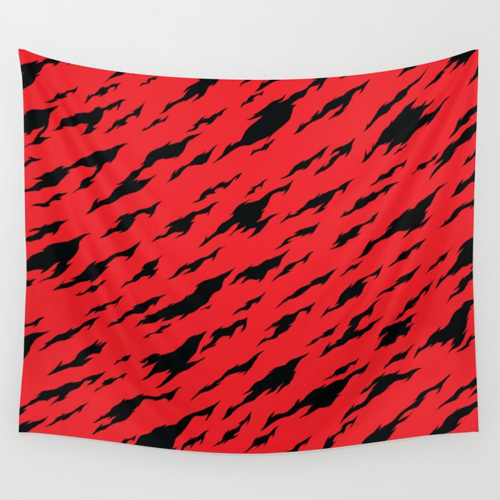 Red Camouflage pattern. Digital Illustration Background Wall Tapestry