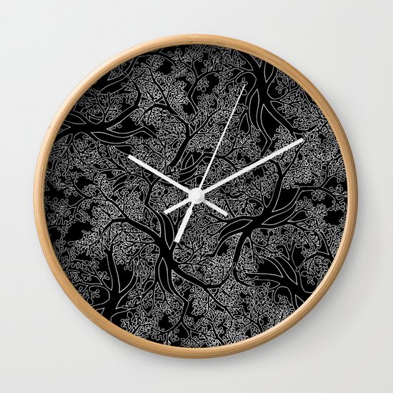 Tree Repeat Black Wall Clock
