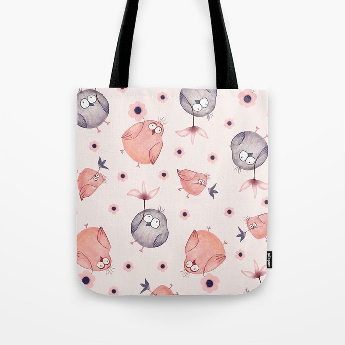  Spring is an attitude - Pattern - Cute little birds carryng flowers #1 Tote Bag