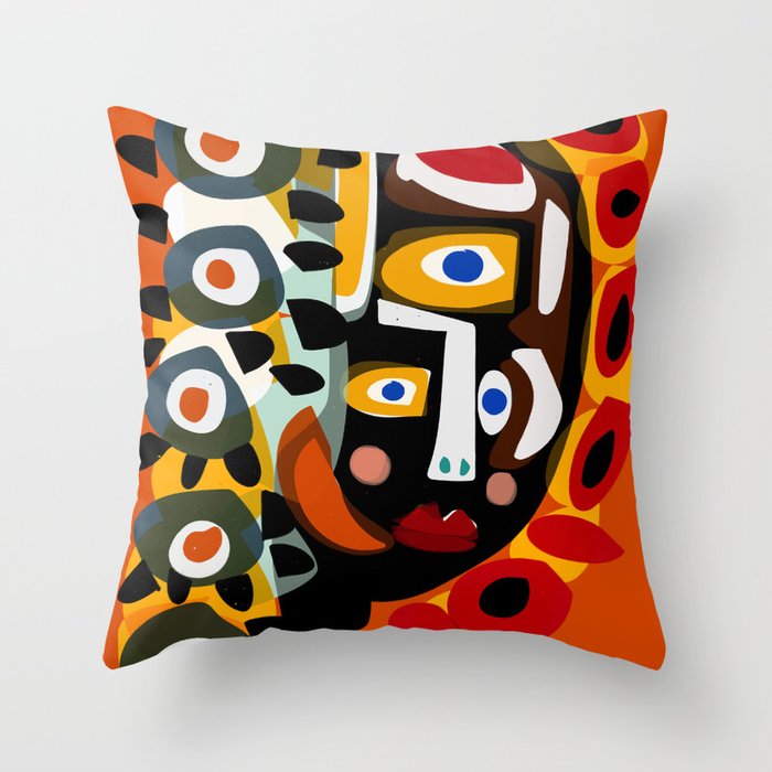African Woman is dreaming in the sunrise Throw Pillow