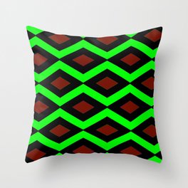 Interlock Seamless Diamond Pattern Bright Green Dark Red Black Throw Pillow