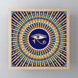  Eye of Thoth with Mandala Inspired By Ancient Egyptian Necklace (lapis lazuli blue) background) Framed Mini Art Print
