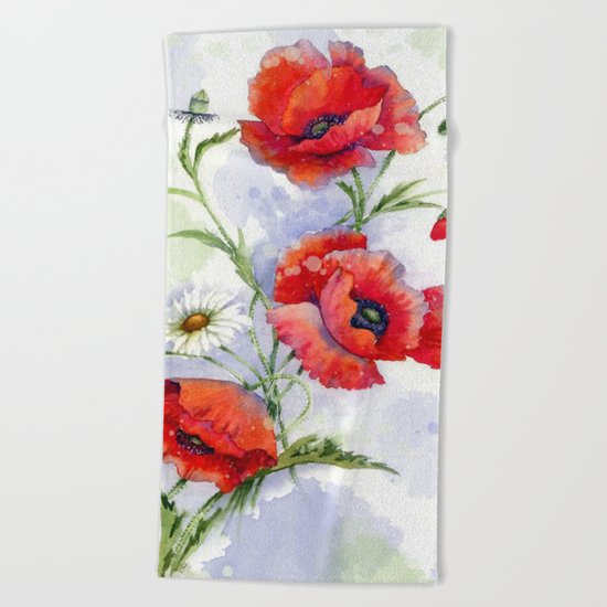 Poppies 08 Beach Towel