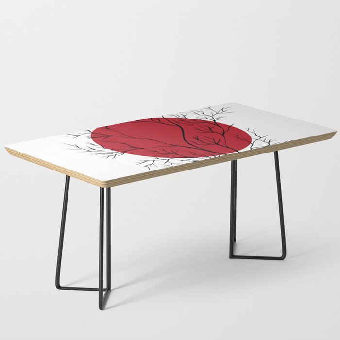 Red tree design black and white  circle  Coffee Table