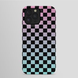 Pink and Blue Gradient Checkers iPhone Case