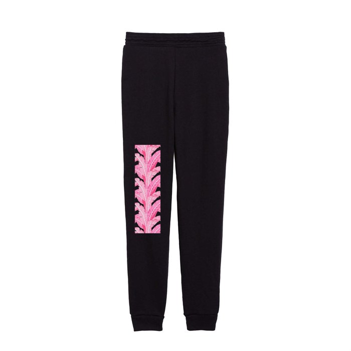 Pink banana leaves tropical pattern on white Kids Joggers
