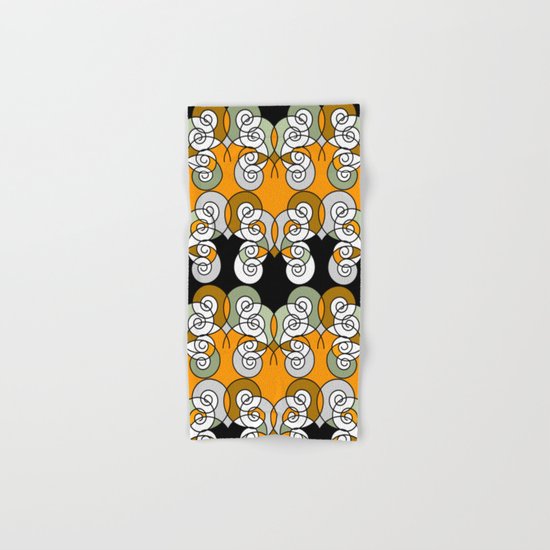 Abstraction . Yellow black spiral. Hand & Bath Towel