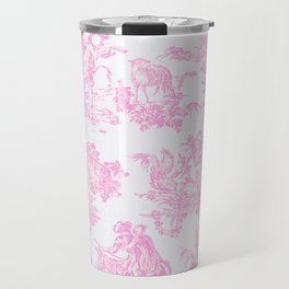 Pink Toile De Jouy Print Travel Mug