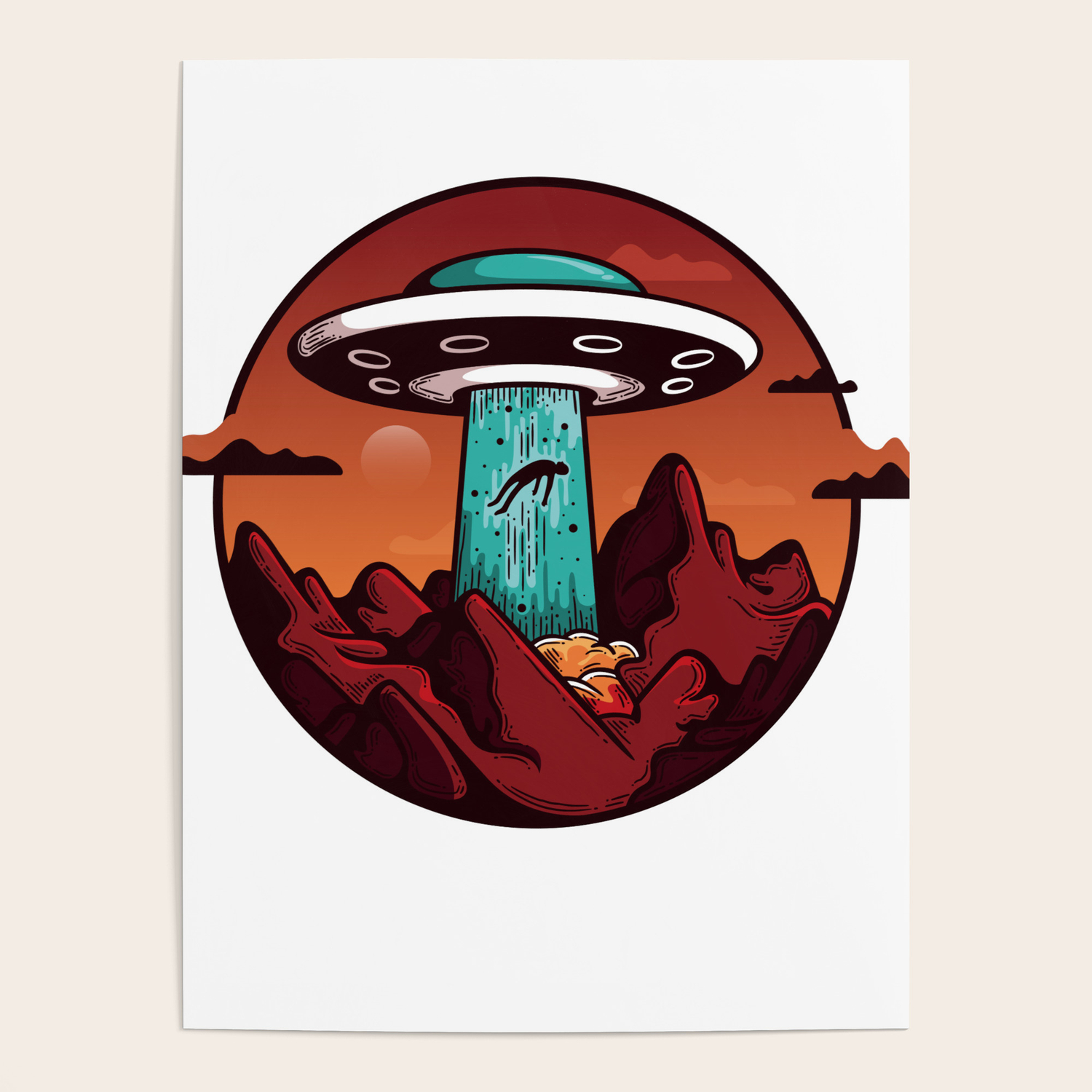 Digital UFO graphic design alien believer INSTANT DOWNLOAD alien