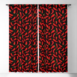 Red Chilli Peppers Pattern Blackout Curtain