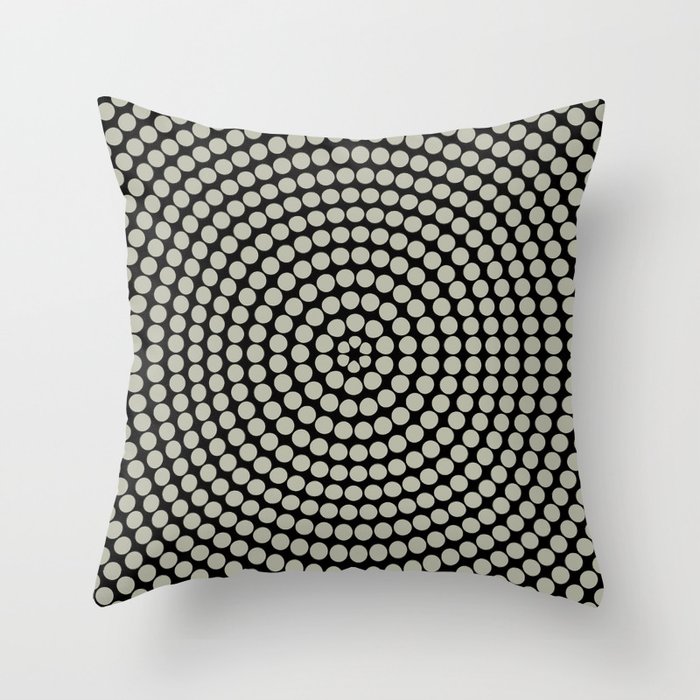 Green and Black Retro Circle Polka Dot Pattern Pairs 2022 Color of the Year October Mist 1495 Throw Pillow