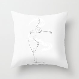 'UNFURL', Dancer Line Drawing Throw Pillow