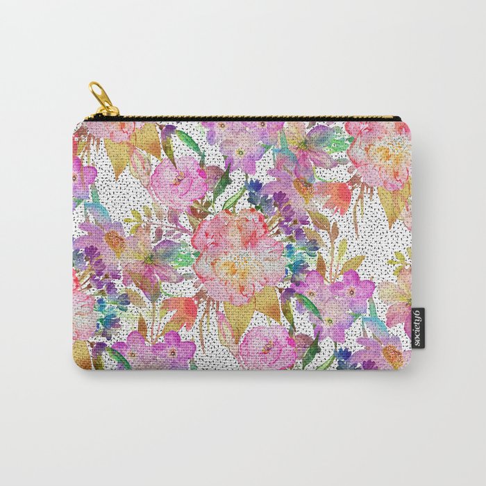 Elegant watercolor floral and dotted brush strokes Carry-All Pouch