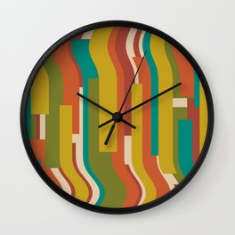 Retro Line Wobble in Mid Century Mod Colours Wall Clock